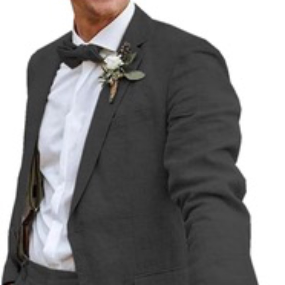 Black Linen Suit 42 Regular Pants 34 x 32